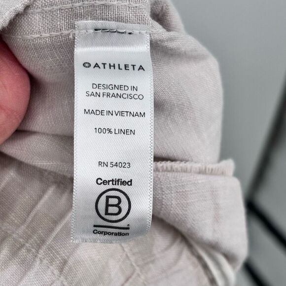 Athleta Cabo Tide Linen Jogger Neutral Tan Camo Size 12 - Picture 9 of 11